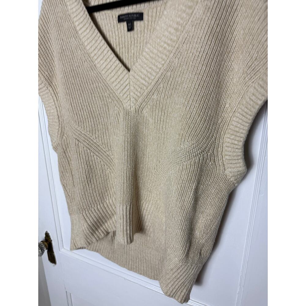 Banana Republic Tan Beige Drop Shoulder Slouchy Sweater Vest Cotton M/L - Picture 3 of 8